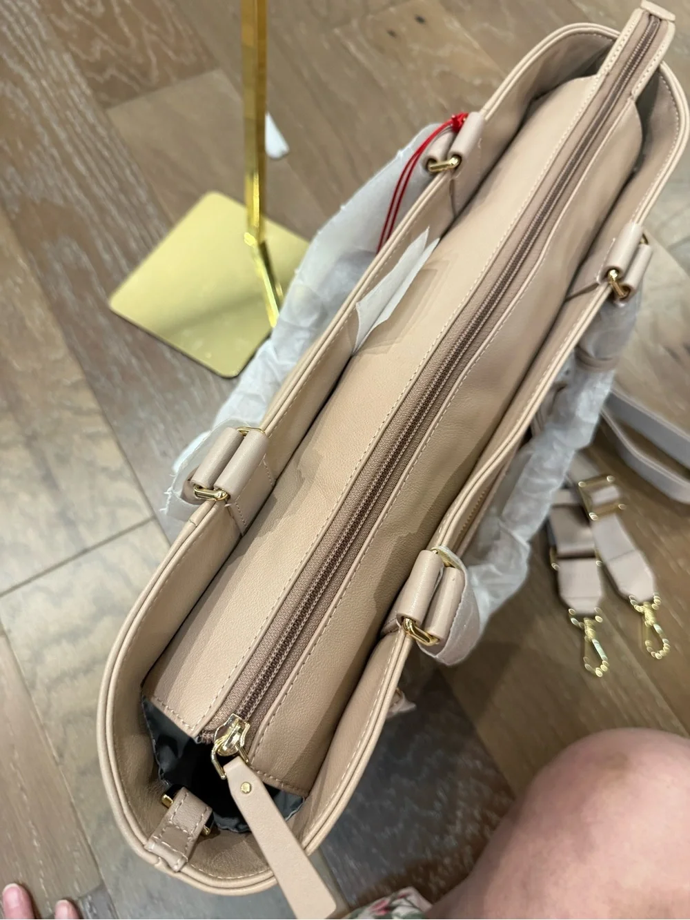Tumi Blush Pink All Leather Laptop Tote with Gold Hardware Fits 14” Laptop
